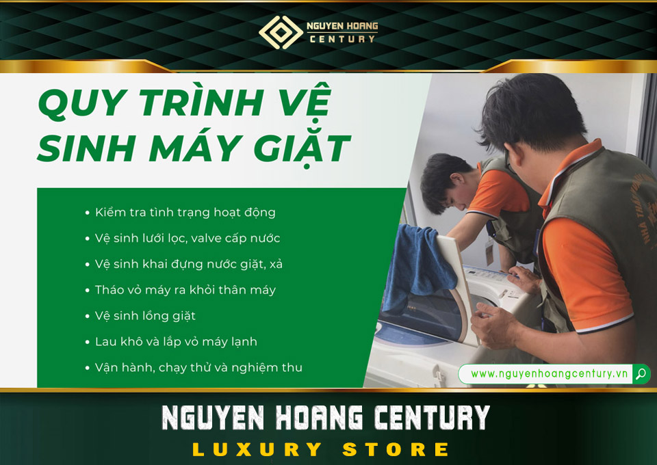 quy trình bảo trì máy giặt của Nguyễn Hoàng Century